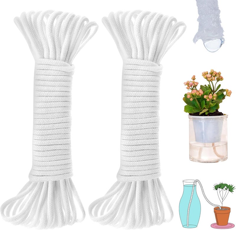 ORIMERC 200 feet 1/6 inch Self Watering Capillary Wick Cord Vacation Plant Sitter DIY Hydroponic Wicking Rope Seeds Start Planter Pot Automatic Potted Flower Passive Lazy Waterer String System Device - Image 1